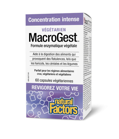 MacroGest - Enzymes Digestives Végétariennes Concentration Intense - Natural Factors - 60 capsules